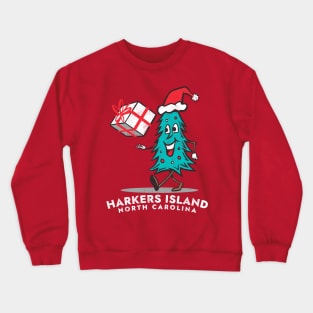 Harkers Island, NC Vacationing Christmas Tree Crewneck Sweatshirt